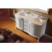 Khaleesi 60" Double Bathroom Vanity in White with Marble Top and Round Sink with Brushed Nickel Faucet and Mirror - B07D3Z9CWJ